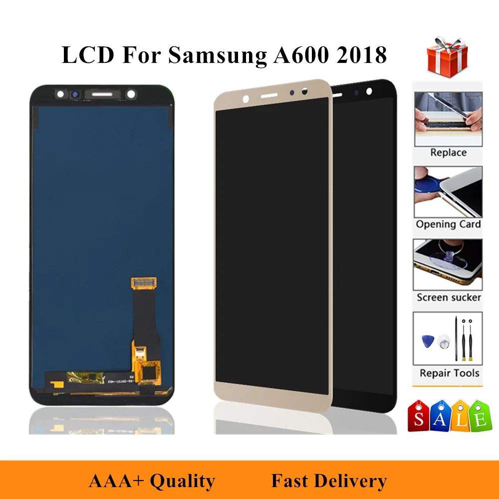 

ЖК-дисплей для SAMSUNG Galaxy A6 2018 A600 A600F A600FN A600G, модуль с сенсорным экраном и дигитайзером в сборе