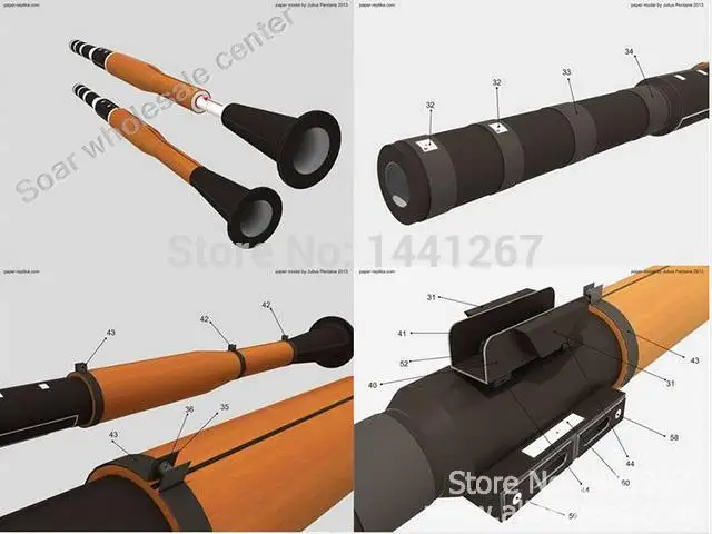 Фото 3D Бумага модель RPG-7 гранатомет может собрать огнестрельное оружие готовой Длина 120 см Бумага ремесло оружие для Косплэй игра игрушка-голово... №4