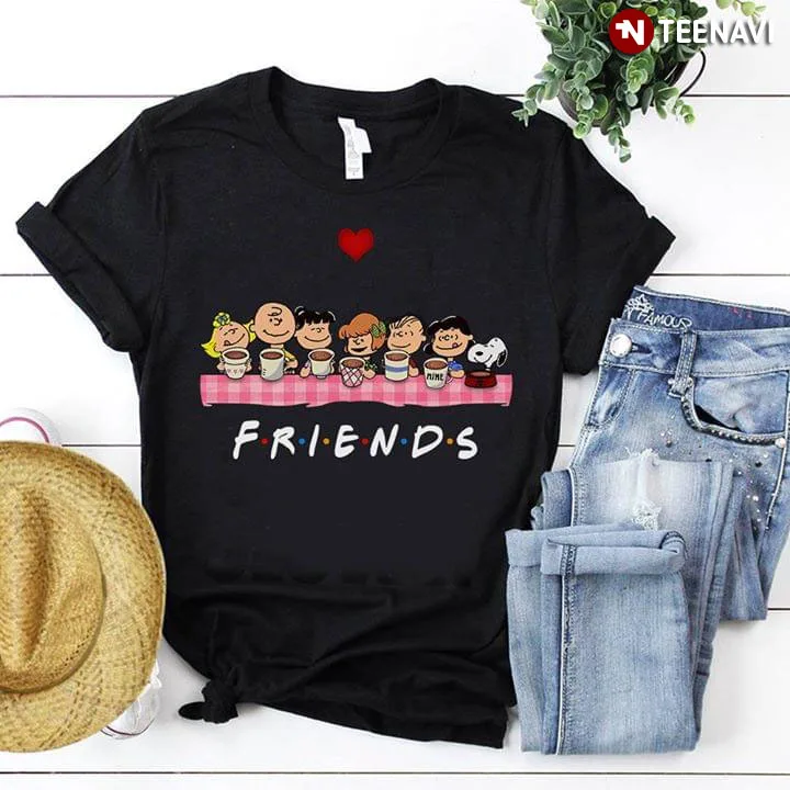 Футболка Friends Snoopy Charlie коричневая Linus Van Pelt Lucy Sally коричневая|Мужские футболки| |