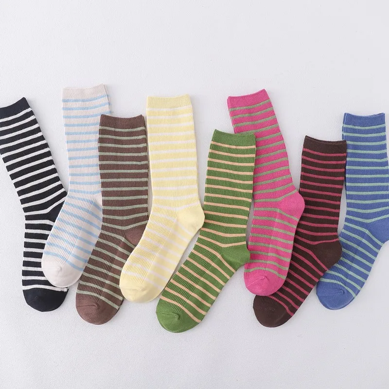 

New Fashion Women Socks Cotton Color Rainbow Striped Loose Harajuku Happy Cute Colorful Art Kawaii Funny Casual Retro Tube Socks