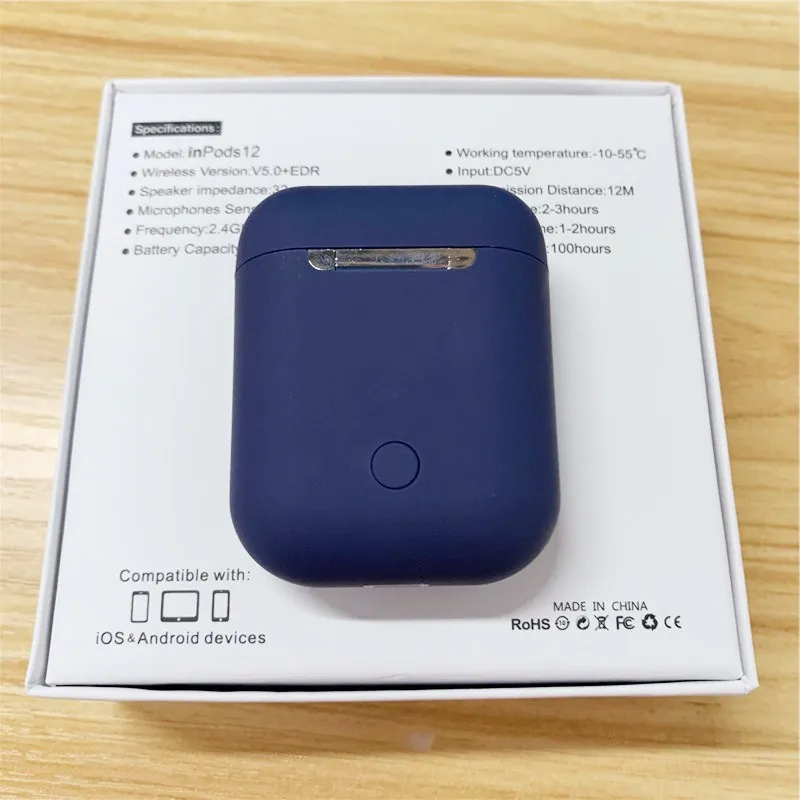 Тёмно-синий I12 tws Macaron i12 наушники Bluetooth 5,0 сенсорное управление Модель Авто сопряжение поддержка Dorp розничная торговля - Цвет: Тёмно-синий