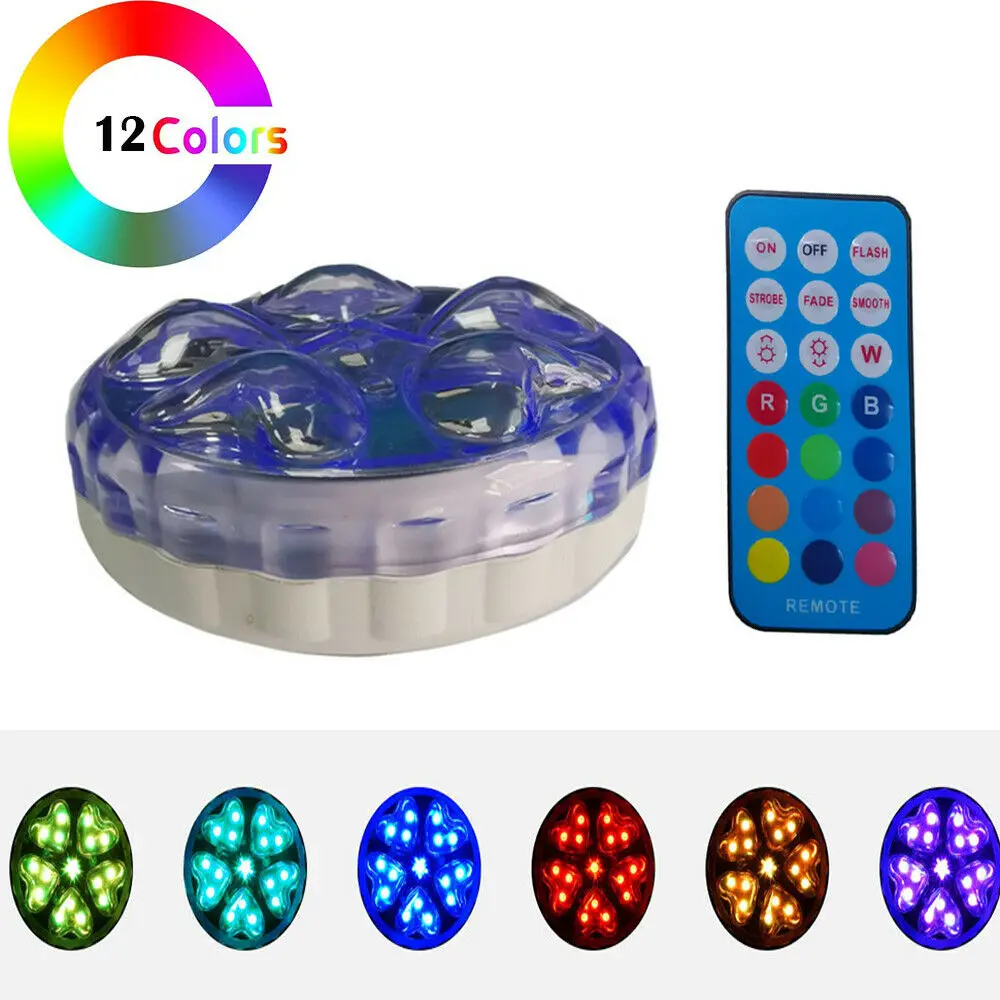 

Underwater LED Colored Lights IP68 Waterproof RGB Lamps with Remote Control for Pond Fountain Aquarium Swimming Pool Lighting