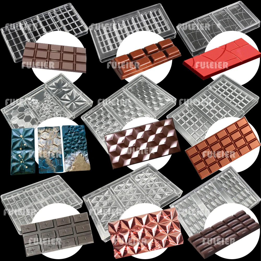 26 Style Polycarbonate Chocolate Bar Molds Baking Cake Belgian Sweets Candy Bar Mould Confectionery Tools for Chocolate Bakeware