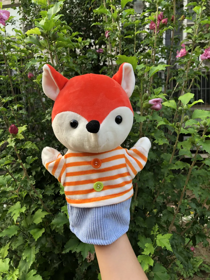 24 см смешная перчатка ворона с рисунком Лисы Плюшевые куклы марионетки мягкая