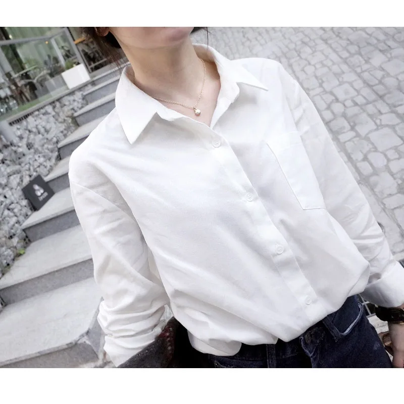 Блузка женская из хлопка и льна с длинным рукавом батальных размеров | Женская