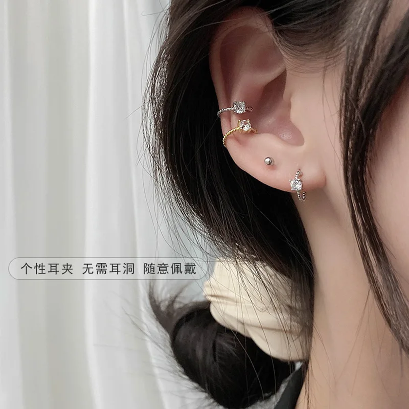 

Zircon Round Clip Earrings For Women Simple Korea Fashion New Trendy High Quality Girlfriend Birthday Best Gift Jewelry BOYULIGE