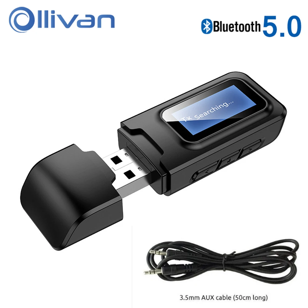 Ollivan Bluetooth 5 0 адаптер беспроводной ЖК дисплей USB приемник музыкальный аудио