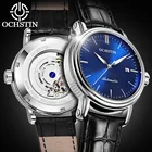 Роскошные мужские механические часы OCHSTIN, автоматические модные синие часы со скелетом, светящиеся спортивные наручные часы с датой