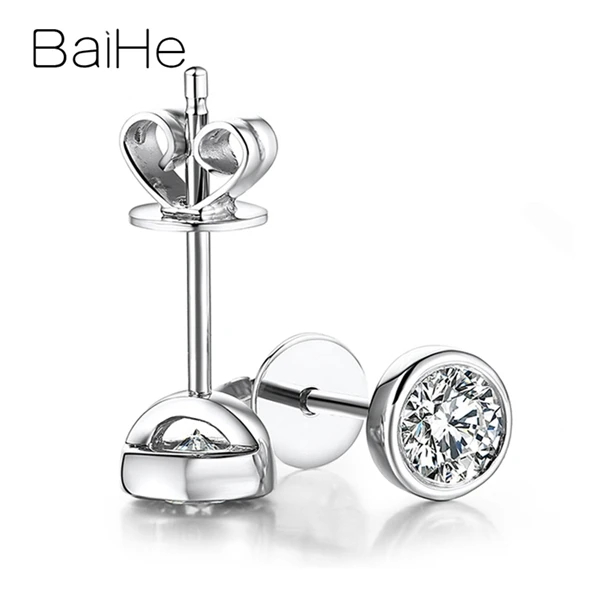 BAIHE, 18 К, белое золото, 0.20CT SI/H, натуральные бриллианты, хорошее ювелирное изделие, свадебный подарок, обручение, модные женские серьги-гвоздики