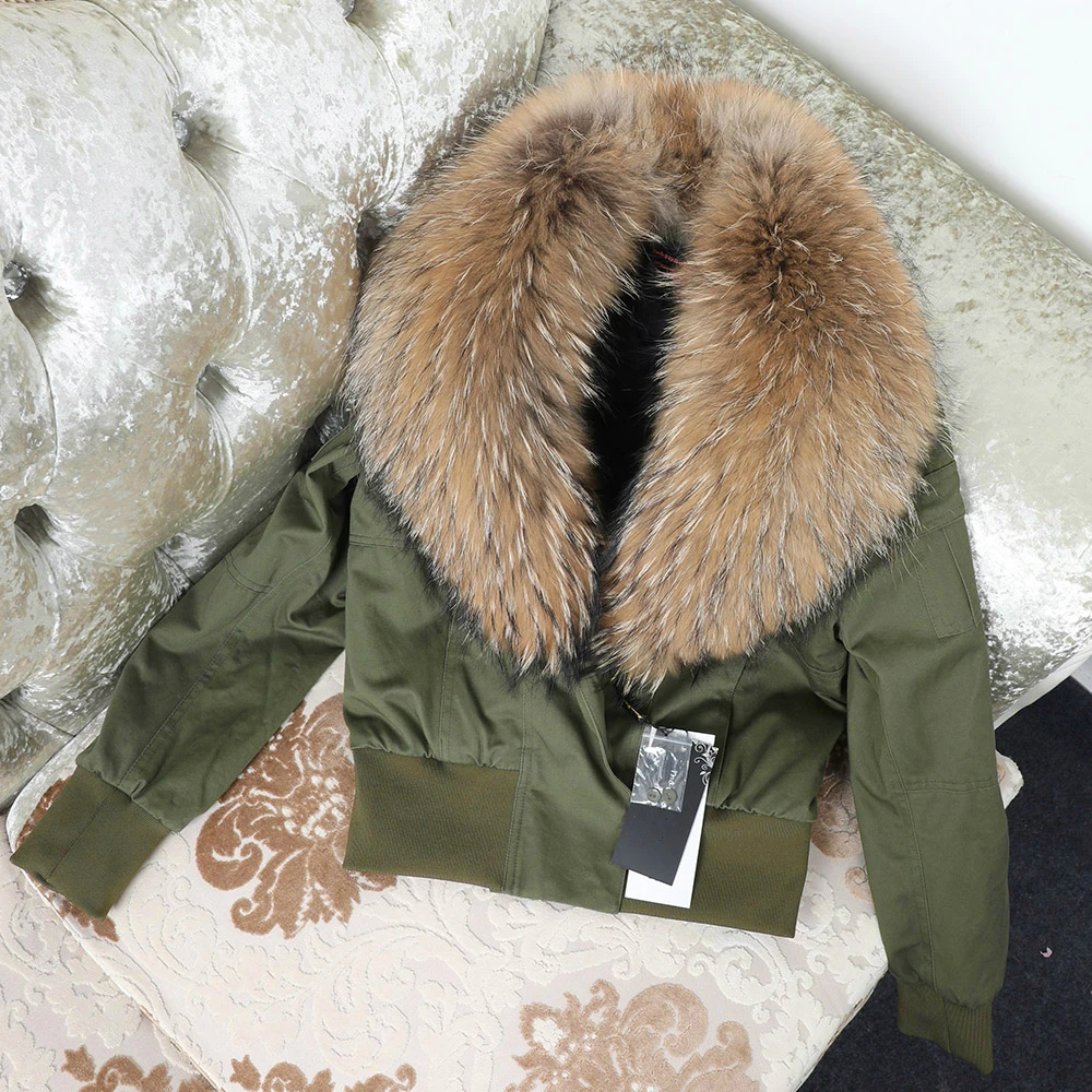 OFTBUY пальто с натуральным мехом зимняя куртка женская большой натуральный мех енота воротник бомбер одежда парка уличная Новая военная