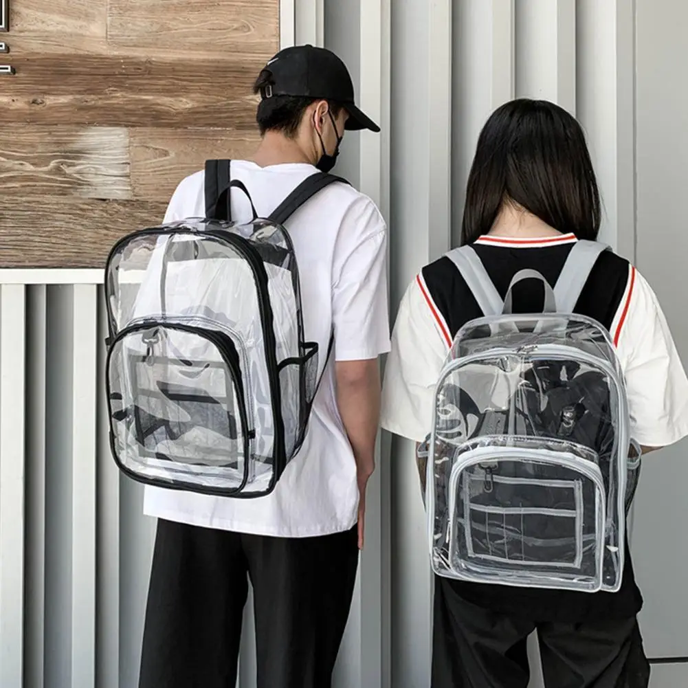 

Transparent Backpack Waterproof School Student Jelly Bag Unisex Fashion PVC Backpack Large Capacity Travel Dual Shoulder Bag