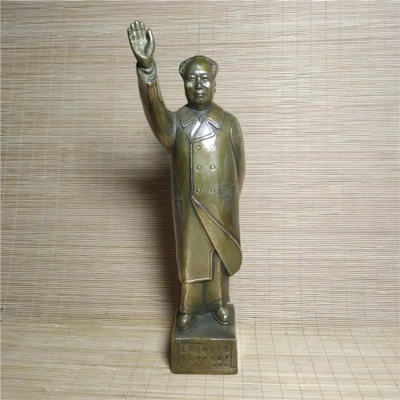 

China Brass Bronze Great Leader Mao Zedong Beckon Crafts Statue Decoration Collection Ornaments