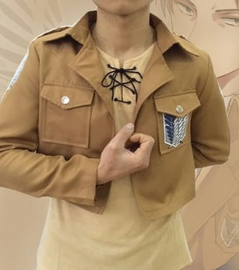 Attack On Titan Cosplay Costume Japanese Anime Shingeki No Kyojin Jacket Brown Coat Uniform for Women Men Adult | Тематическая