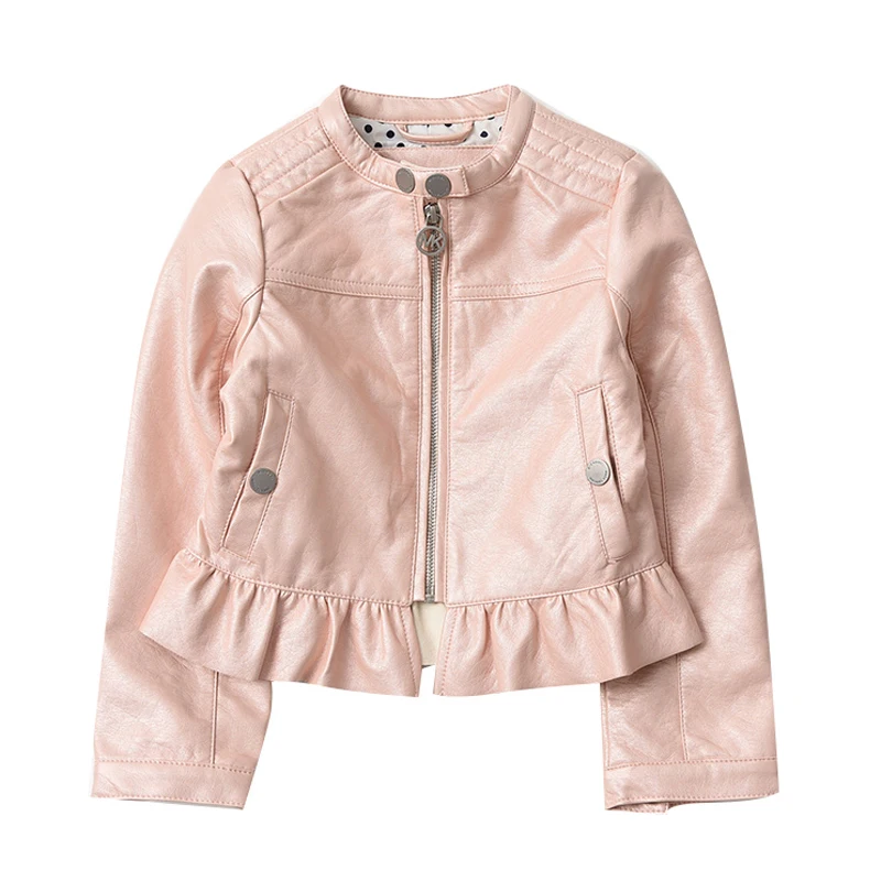 Куртка для девочек пальто детская кожаная куртка осенне зимняя однотонная