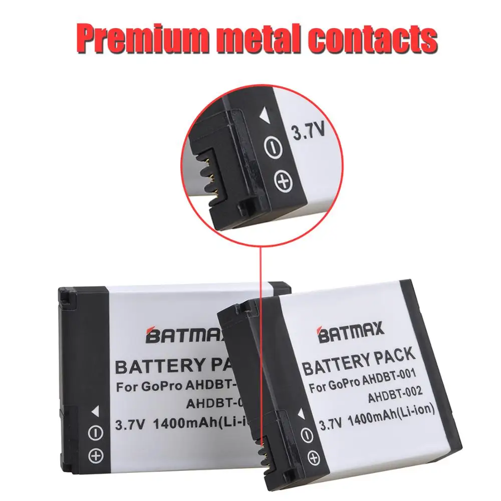 Аккумуляторная батарея Batmax для GoPro Go Pro HD Hero1 Hero2 Motorsports Surf Outdoor 960 1080P Edition 3 шт.|battery for