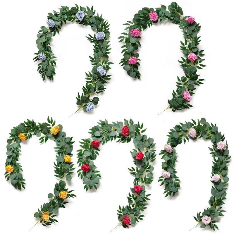 

2m Artificial Eucalyptus Leaves Vines Fake Plants Artificial Flowers Rattan Leaf Vines Wall Hangings Wedding Decorative Flowers