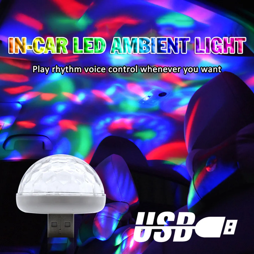 

Mini USB Colorful Atmosphere Light Car USB Party Light DJ LED 4W RGB Lamp Club Disco Stage Portable Lights Automatic Rotation