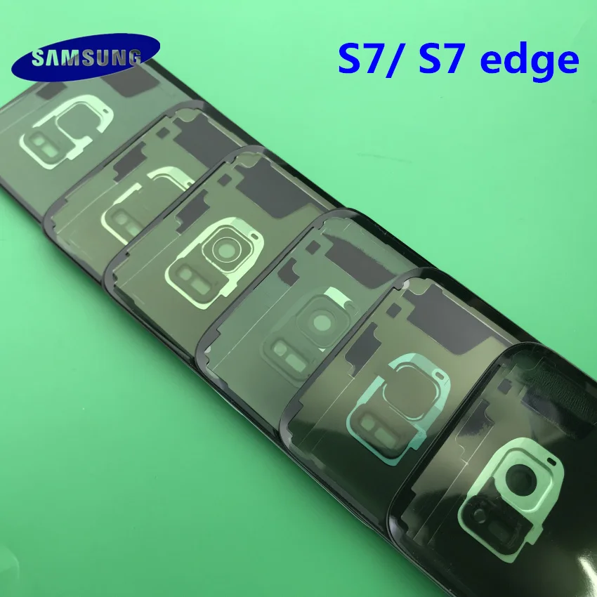 Чехол для задней батареи samsung Galaxy S7 G930 G930F S7 edge G935 G935F задняя дверь корпус стеклянная панель Запасная часть