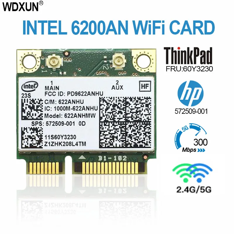 lan adapter for mobile For intel Advanced-N 6200 6200AN 622AN 622ANHMW 6200AGN Half Mini PCIe 300M WLAN Card 60Y3230 60Y3231 for ThinkpadE420S E320 wifi card