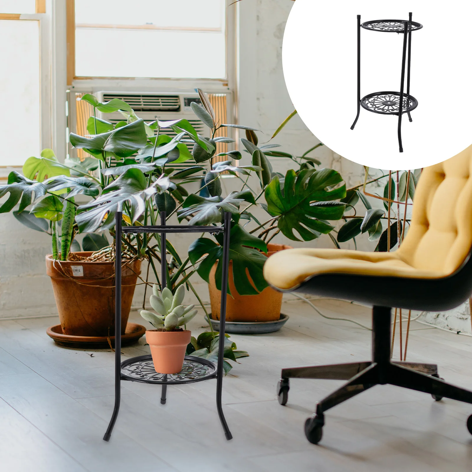 

1pc European Style Flower Rack Green Plant Holder Double-layer Plant Flower Rack