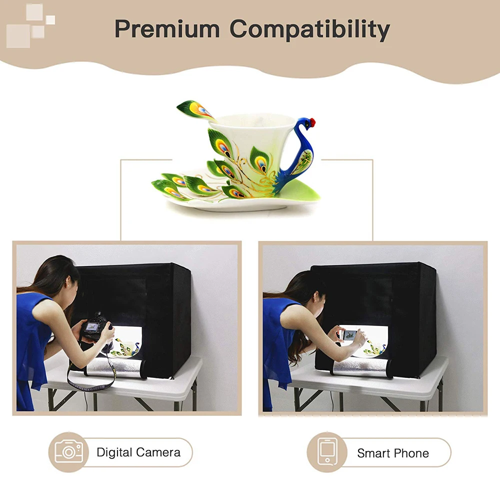 WINGRIDY W40 светодиодный складной софтбокс для фотостудии, светильник 40*40, светильник, палатка с белым, желтым, черным фоном, аксессуары, коробка, светильник