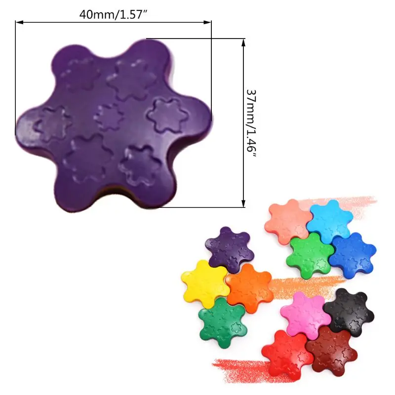

12 Colors Non-toxic Wax Snowflake Shape Crayons for Toddler Baby Kids Washable Safe Painting Drawing Tool School Art Supply
