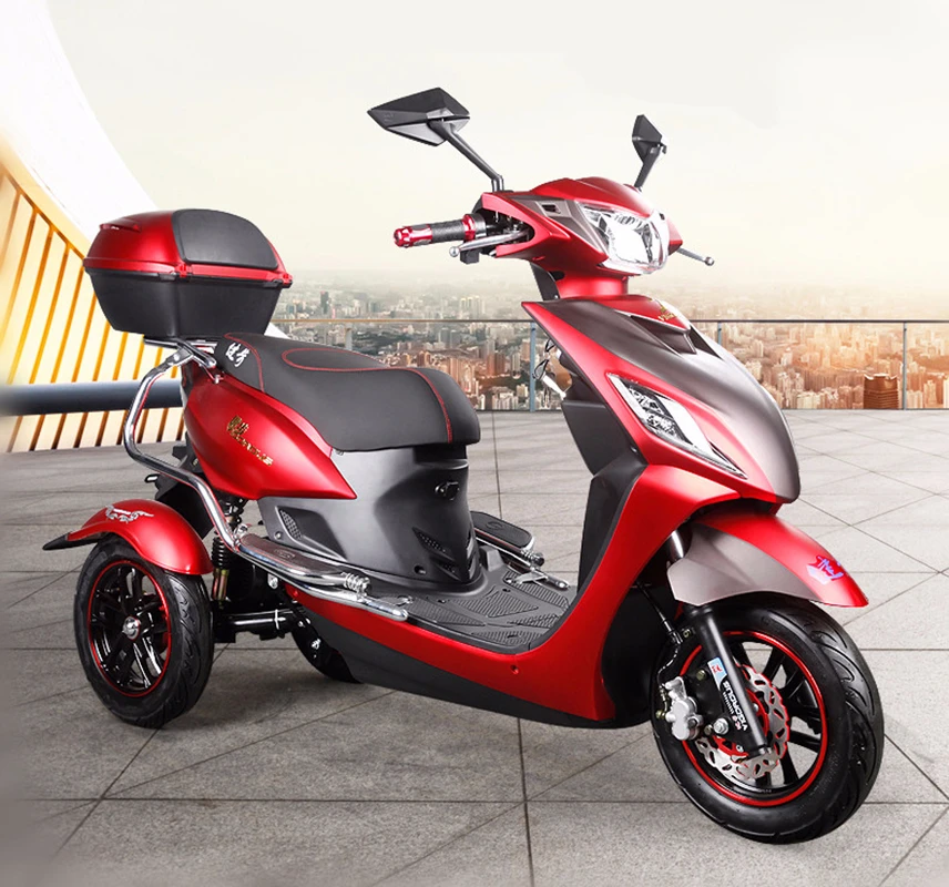

Electric Scooter Lithium Battery Tricycle Efficient Red And Black Motorcycle Useful Convenient for Adult Disabled Elder