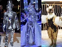 performance men suit Stage show sparkly mirror costume men women party music festival parade glass clothing