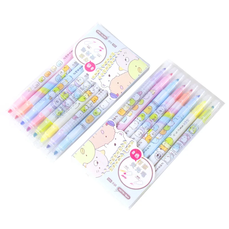 

Japan 8 Colors Kawaii Erasable Highlighter Pens Set Cute School Supplies Pastel Stationery Colorful Rainbow Ink Marker Hilighter