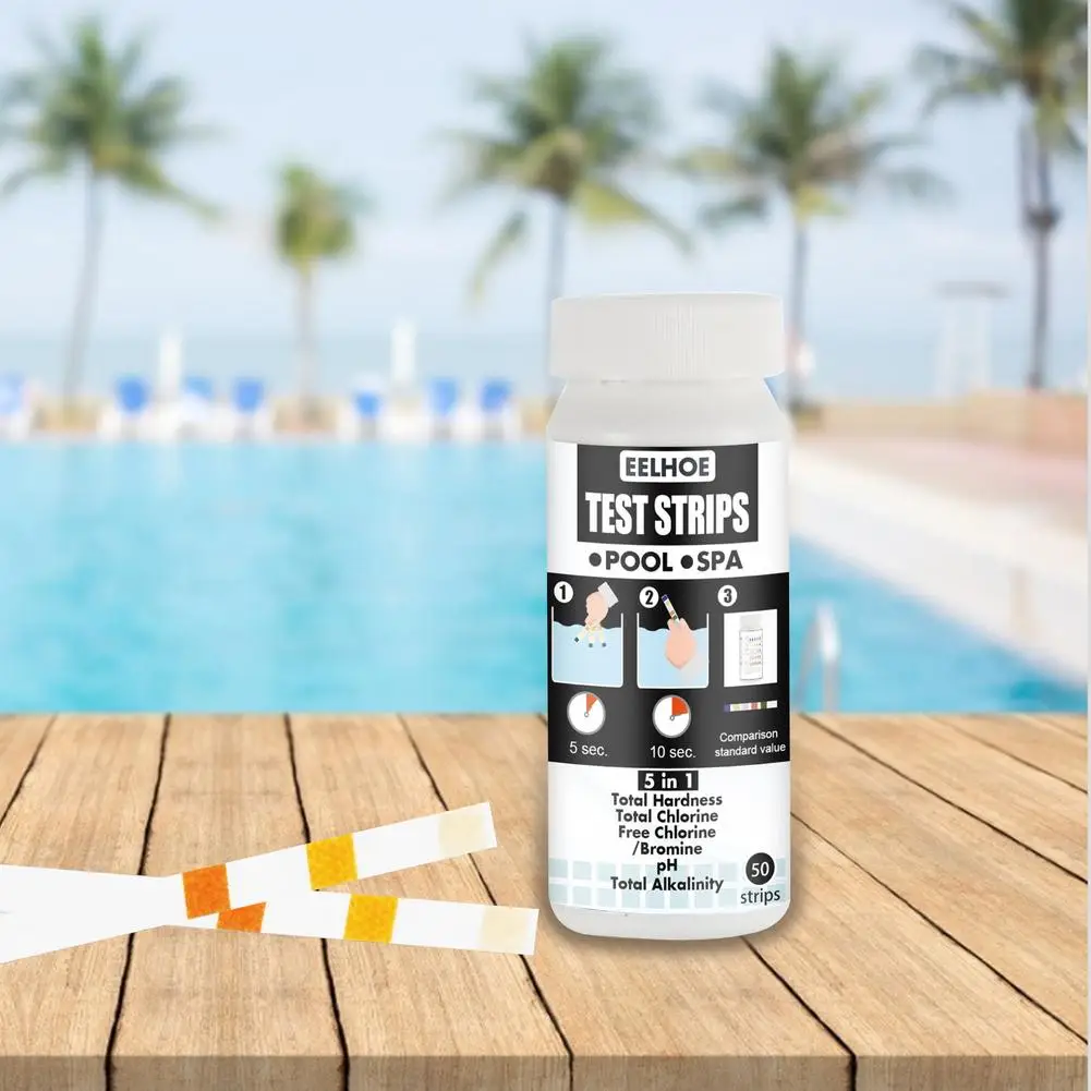 

50pcs/bottle 6 in 1 Swimming Pool Spa Water Test Strips Acid Water Hardness Chlorine Alkalinity PH Cyanuric Bromine test Tools
