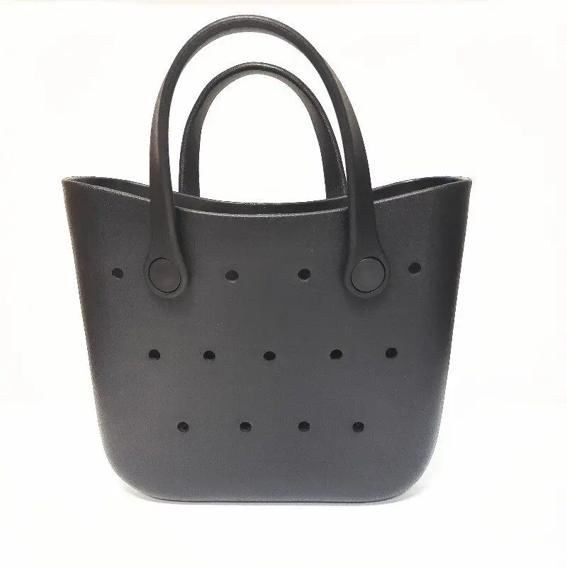 

Silicone Solid Color Beach Bag 2021 Tote Bag Handbag For Travel Style Women New Style Bag bog One Side Holes