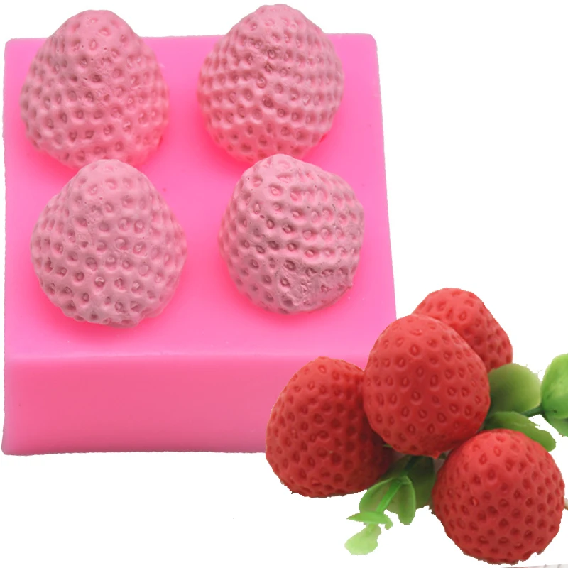 Силиконовые 3D формы в форме клубники форма для фруктового торта помадки