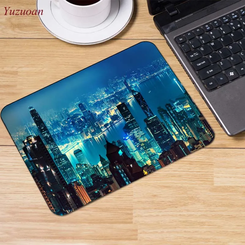 22x18cm Yuzuoan большая рекламная акция Россия Гонконг Ночной пейзаж дизайн игровой скорость коврик для мыши геймер игровые коврики маленький размер для 180*220*2 мм - Цвет: 22x18cm