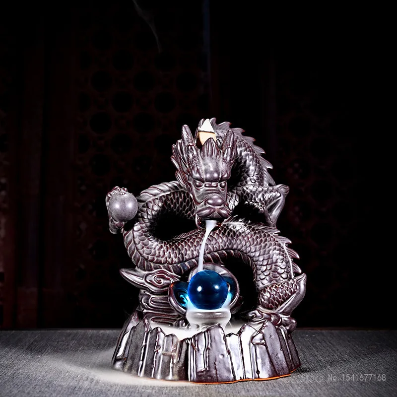 

Lucky Dragon Play Pearl Zisha Backflow Incense Burner Chinese Ceramic Crafts Decoration Tea Ceremony Aromatherapy Burner