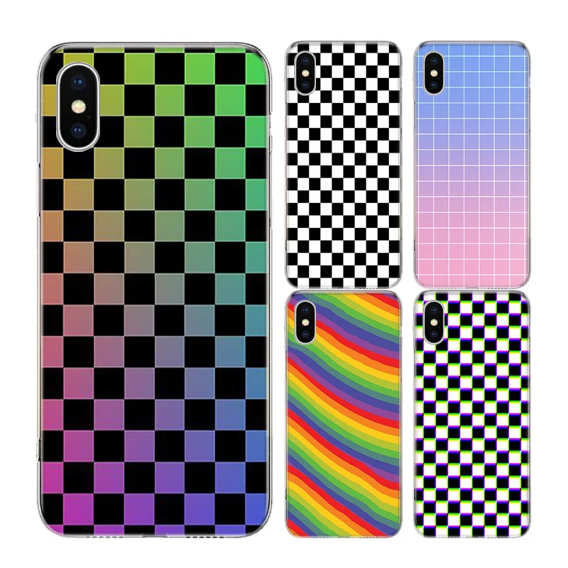 

Black white Yellow Grid Silicone Shell Case For Apple iPhone 11 Pro SE 2020 6 6S 7 8 Plus + X 10 Ten XS MAX XR 5 5S Bags Cover