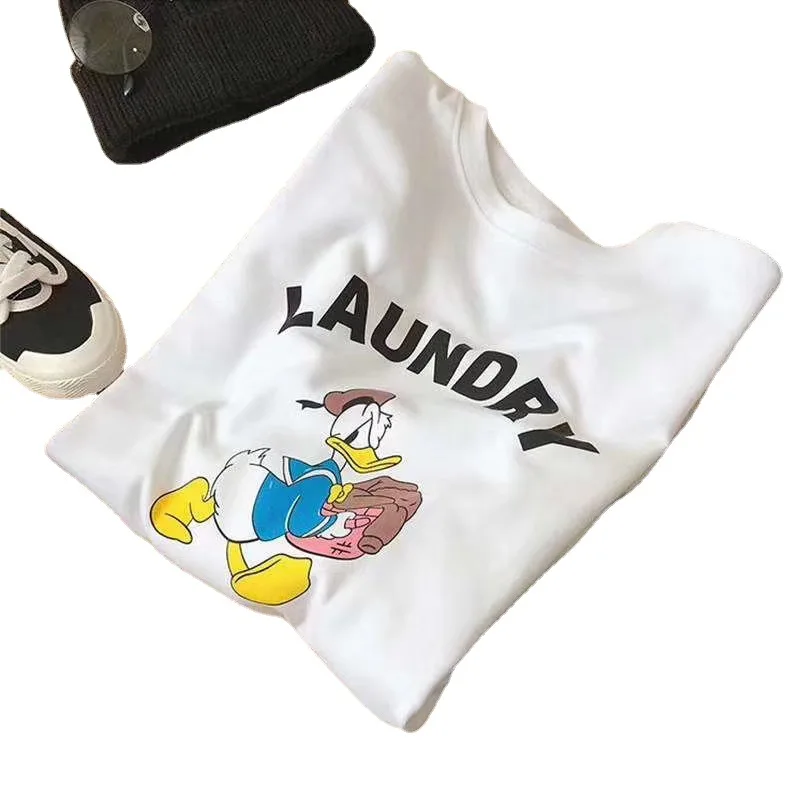 Однотонная белая футболка с коротким рукавом и мультяшным принтом Микки Мауса -