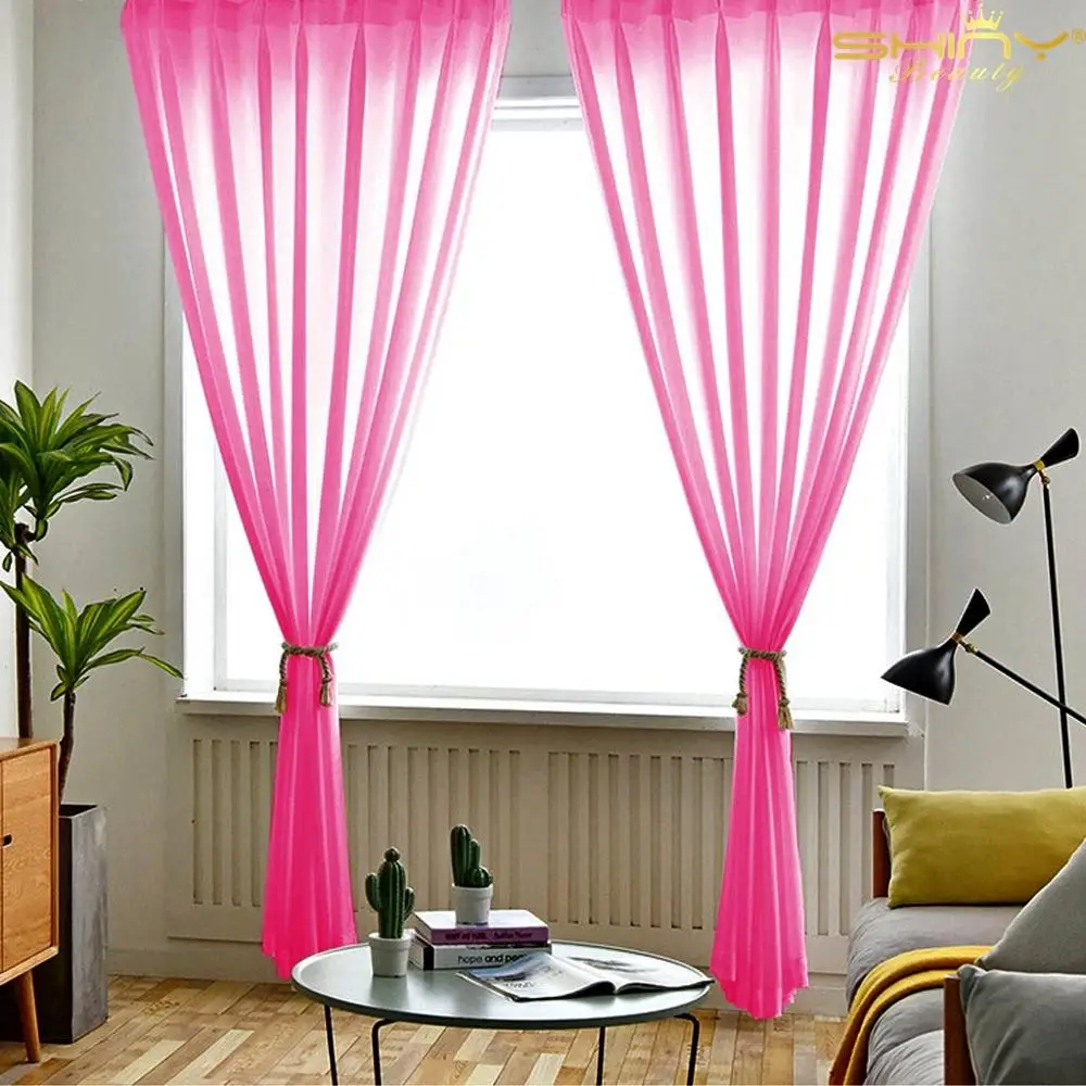 Фуксия затемненная вуаль шторы 2 панели 29 ''x 108'' длинные для гостиной ярко
