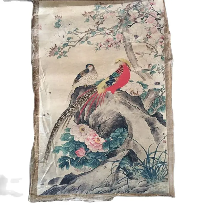 

Chinese Old Scroll Yu Jigao - Rich And Noble Painting Rice Paper Painting Slice