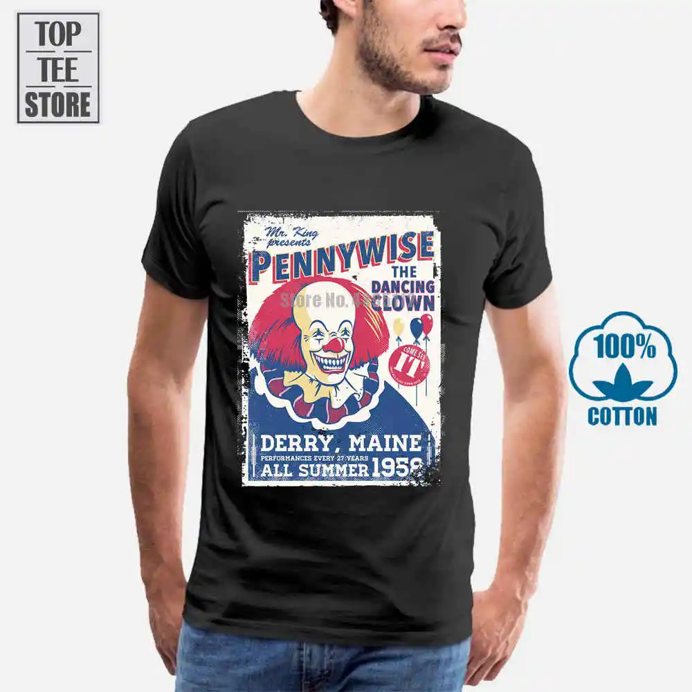 Новинка 2017 креативная Мужская футболка Pennywise с 3D принтом танцующего клоуна 100%