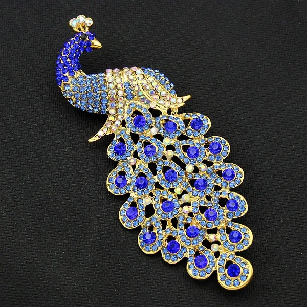 

Crystal Vintage Peacock Brooches for Women Large Animal Brooch Pin Fashion Dress Coat Accessories Cute Jewelry