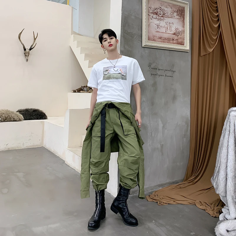 Мужской повседневный комбинезон в стиле хип хоп брюки карго с длинными рукавами