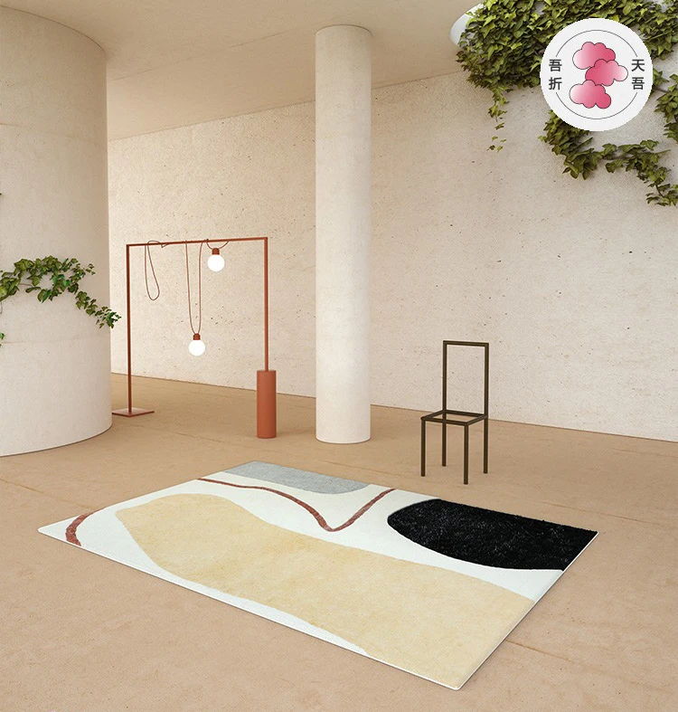 

Ins/французский шик Дания гостиной ковер для гостиной с геометрическим рисунком прикроватный коврик для спальни белого цвета в виде геометр...