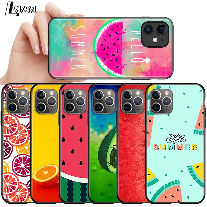 

Summer fruit avocado For Apple iPhone 12 11 Pro Max mini XS Max XR X 8 7 6 6S Plus 5S SE 2020 Soft Black Phone Case