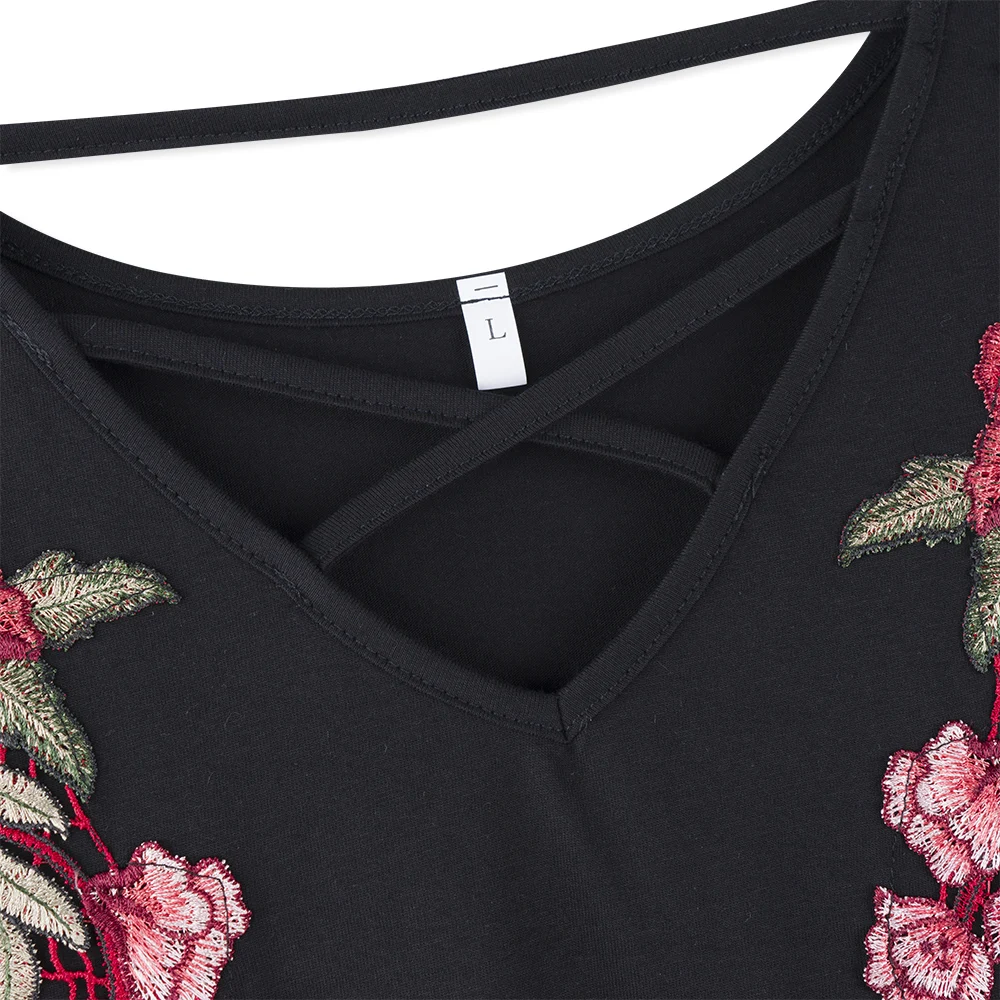 Детская модная Сексуальная футболка с цветочной вышивкой топы уличная одежда