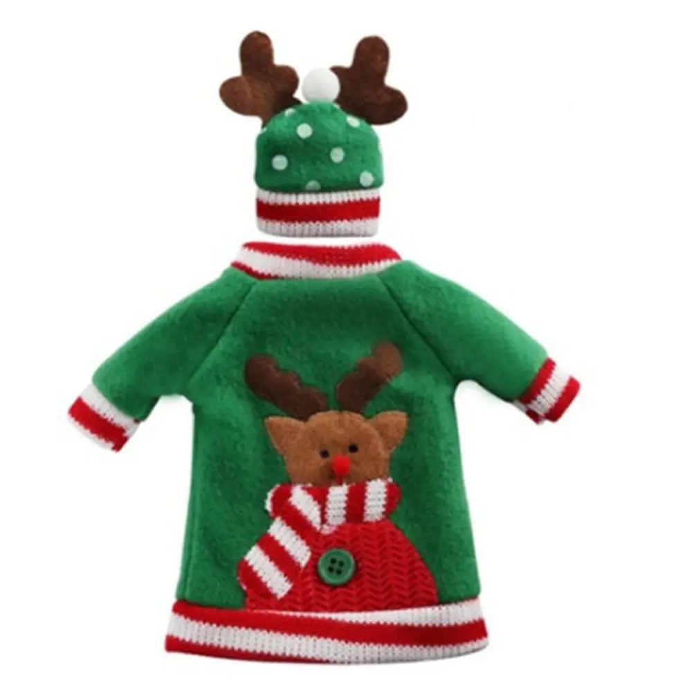 Рождественские украшения 2 шт./компл. чехол с рисунком вина Санта Клауса вязаные