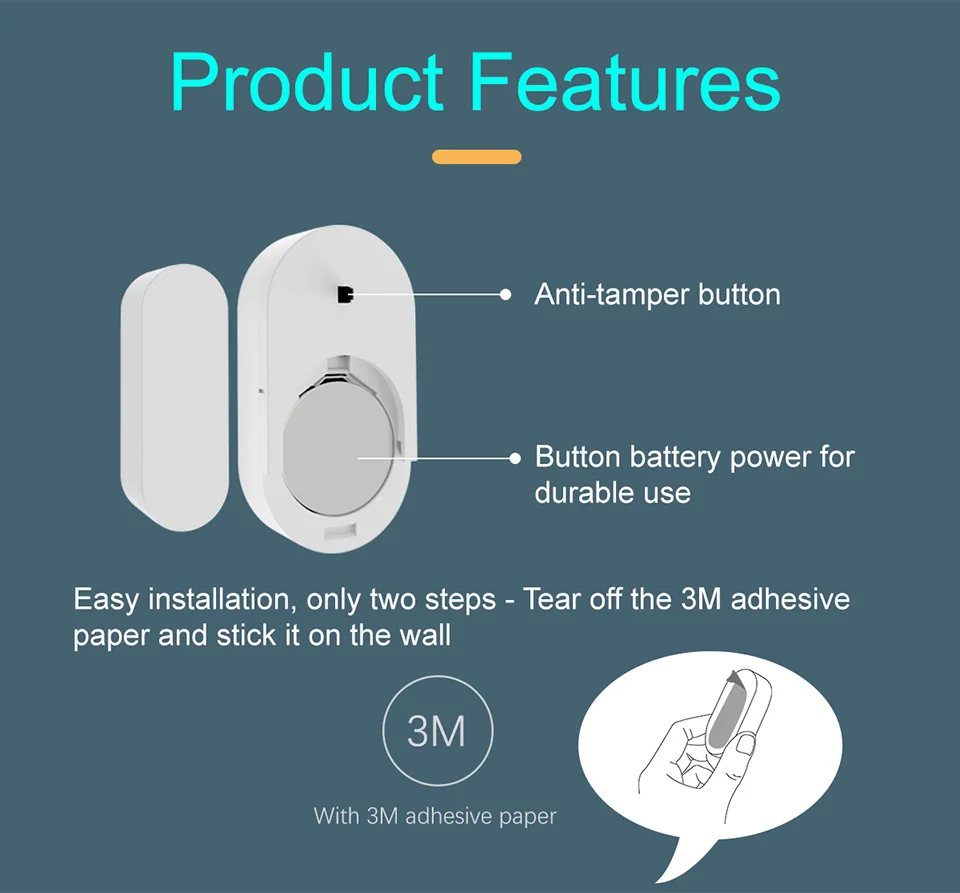 TOWODE Mini Door Sensor Домашняя безопасность Беспроводная сигнализация открытия окна /
