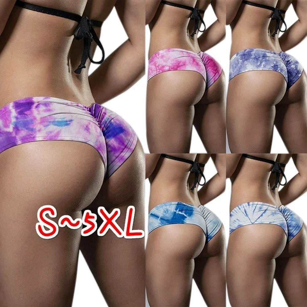 

summer women's new print tie-dye hip high waist shorts leggings in stock