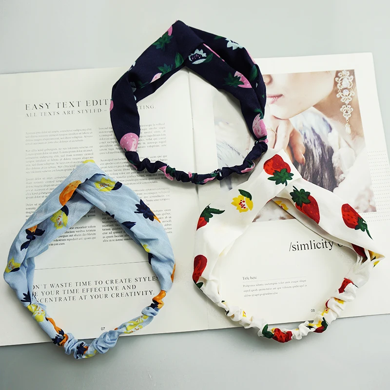 Женские аксессуары для волос девочек модные повязки на голову с принтом фруктов