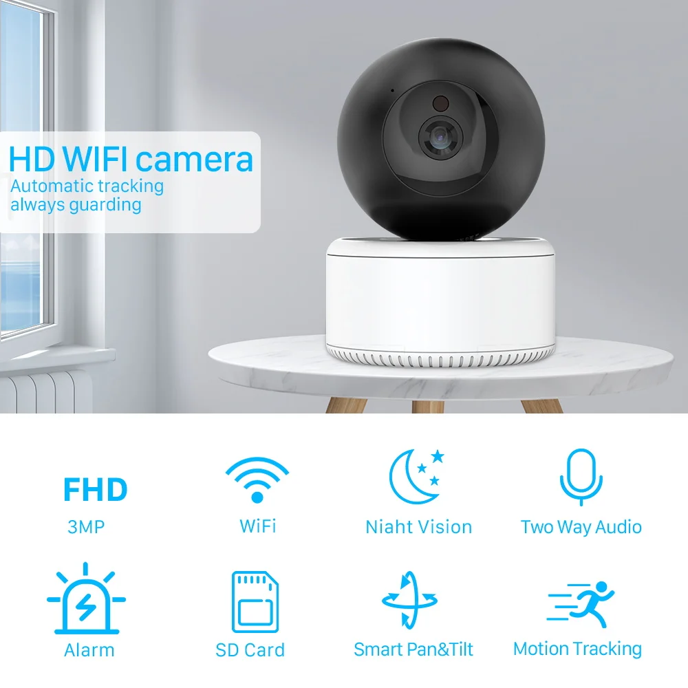 ANBIUX 3MP Wi-Fi IP-камера Внутренняя 1536P Ai Обнаружение человека Двустороннее аудио Умная