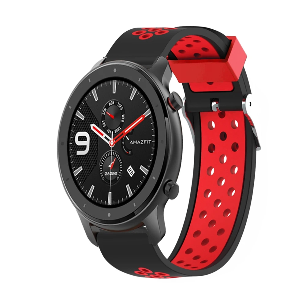 HANGRUI 20 мм 22 мм мягкий силиконовый двухсторонний Браслет Для Xiaomi Huami Amazfit Bip Amazfit GTR 47 мм 42 мм силиконовый сменный ремешок